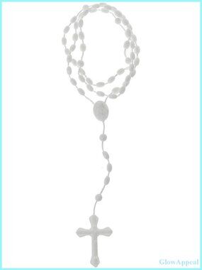 Luminous Plastic Rosary Beads Cross Necklace Religious Jewelry Unisex Gift